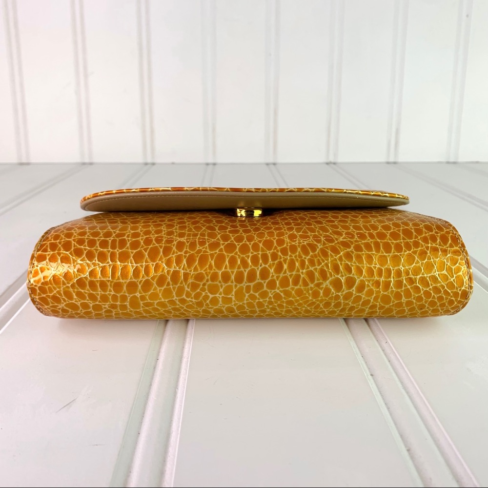 F.X LASALLE CROC YELLOW CROSSBODY CLUTCH SMALL BAG ANIMAL PRINT SHOULDER BAG - Picture 14 of 17